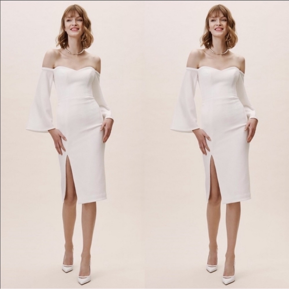 BHLDN Dress The Population Erin white off the shoulder cocktail mini Midi dress